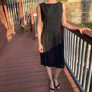 Classic Little Black Dress with Exposed Zipper & Leather Trim